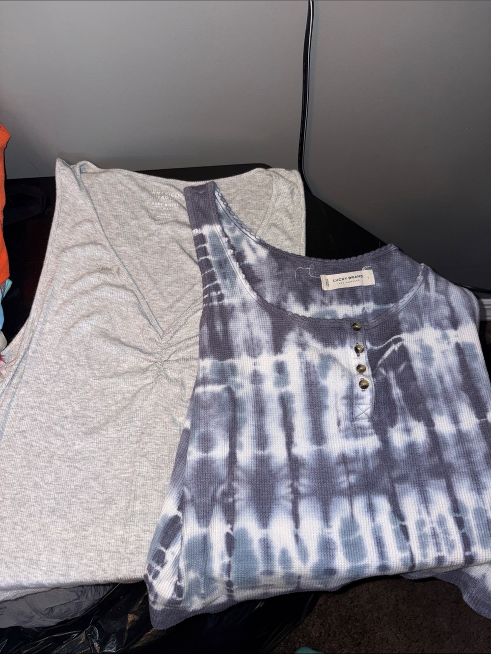 Lucky Brand Navy and white Tie-Dye and American eagle soft and sexy tank